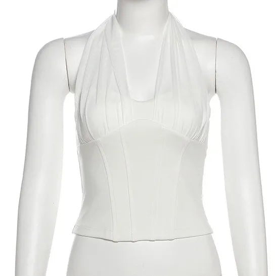 Backless Halter Mesh Crop Top Women Trendy Street Fashion - Lia_Store