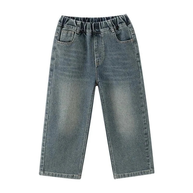 Boys’ Wide - Leg Jeans (4–12Y) – 2025 Spring/Autumn Cotton Denim Pants - Lia_Store