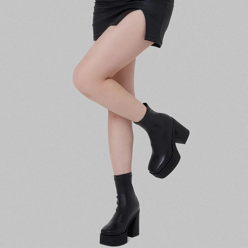 DoraTasia Gothic Square - Toe Shaped - Heel Ankle Boots – Women’s Fashion & Party Wear - Lia_Store