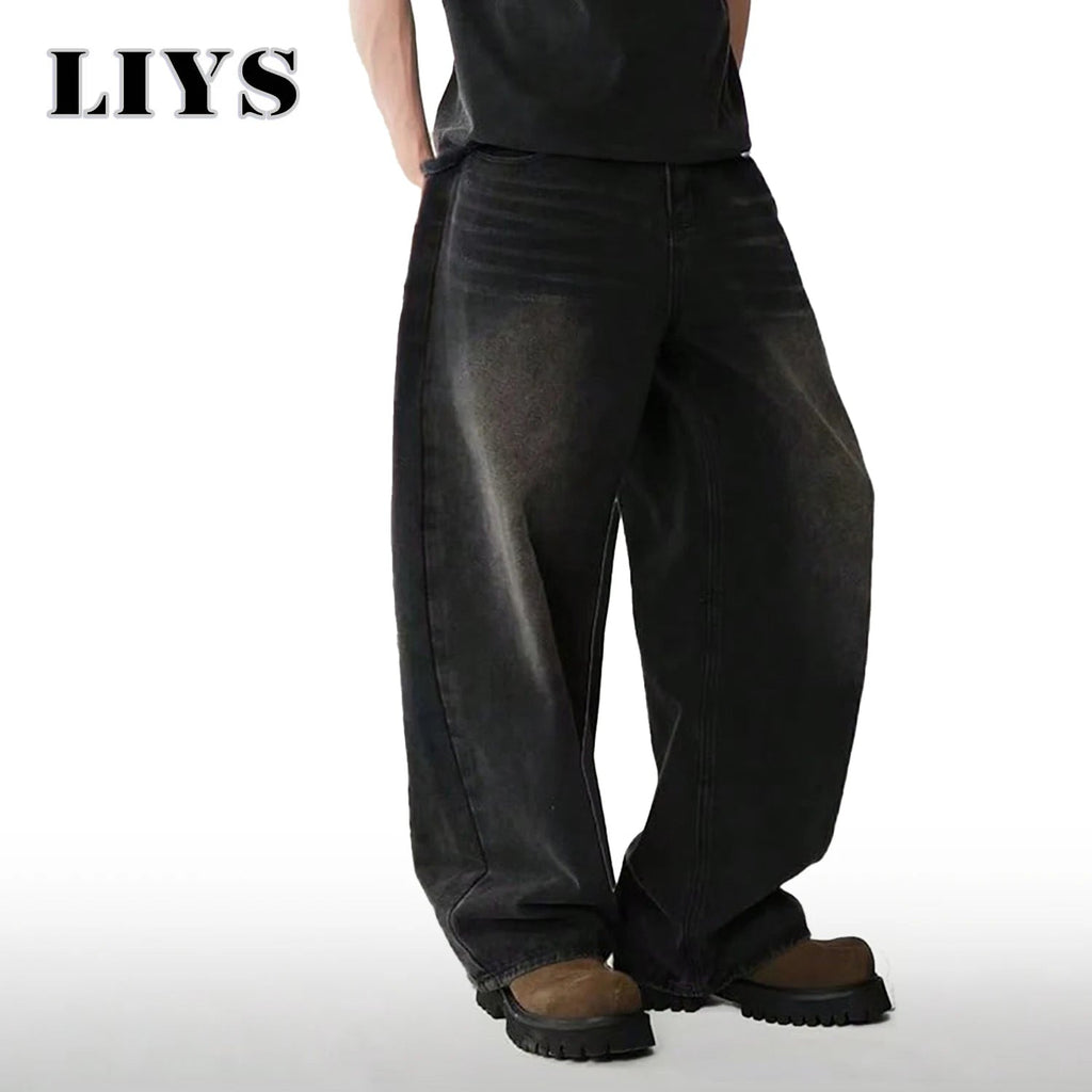 Four Season Men’s Korean Casual Wide Leg Jeans – Black/Gray/Blue - Lia_Store