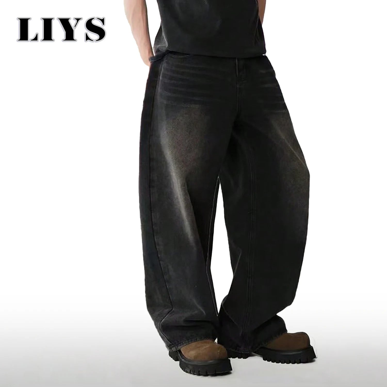Four Season Men’s Korean Casual Wide Leg Jeans – Black/Gray/Blue - Lia_Store