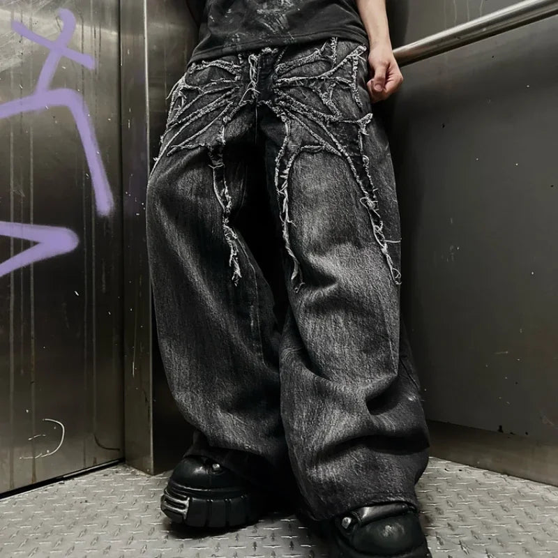 Gothic Oversized Unisex Baggy Jeans – Y2K Streetwear - Lia_Store