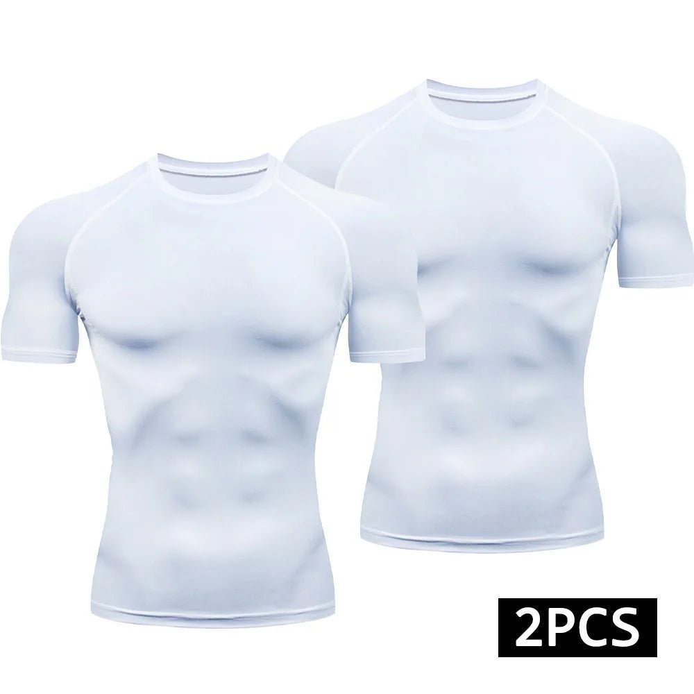 Men’s 2 - Piece Compression T-Shirt Quick - Dry Athletic Sports Top Gym - Lia_Store