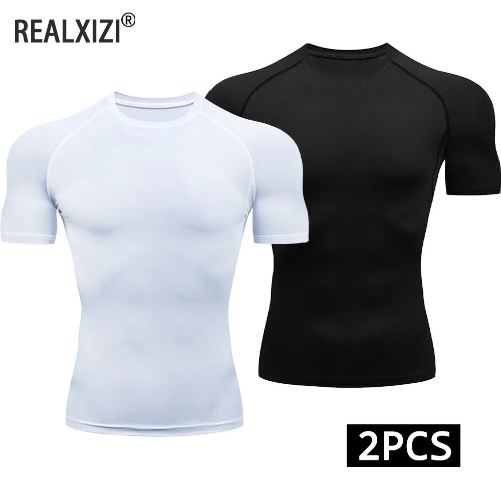 Men’s 2 - Piece Compression T-Shirt Quick - Dry Athletic Sports Top Gym - Lia_Store
