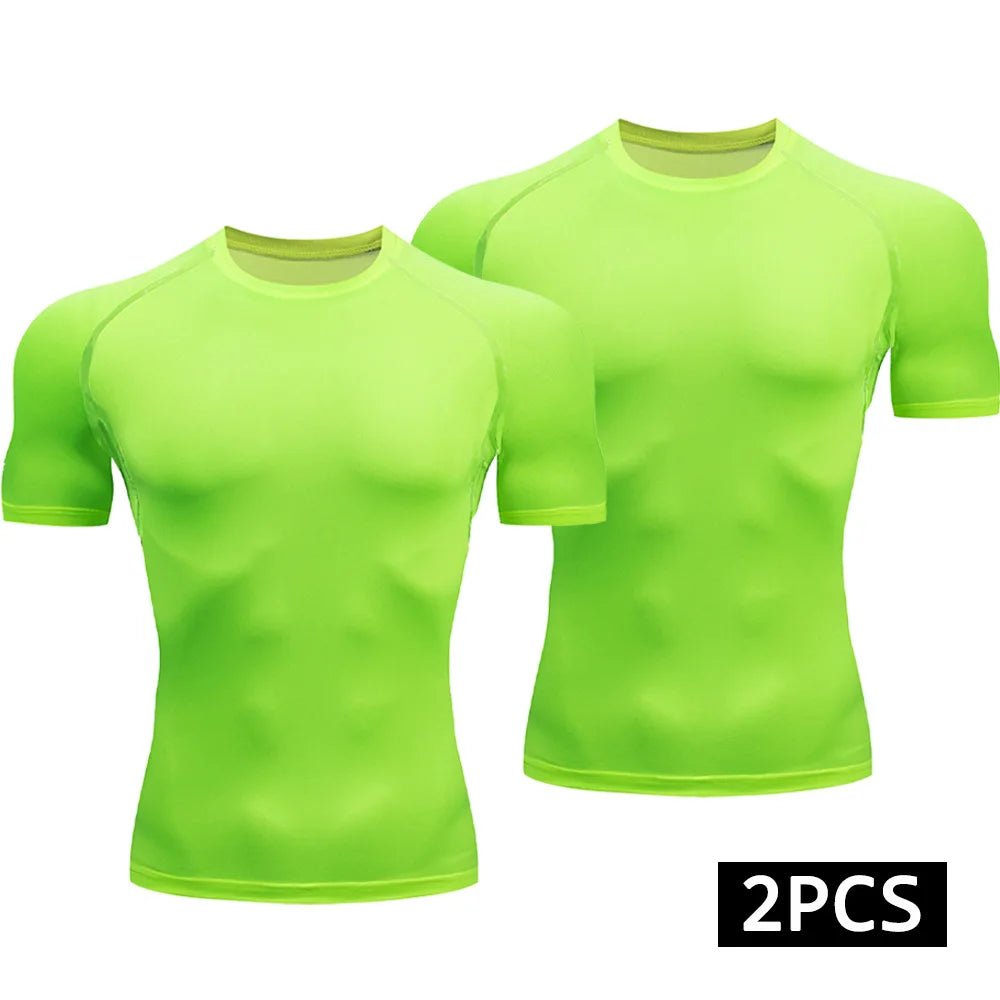 Men’s 2 - Piece Compression T-Shirt Quick - Dry Athletic Sports Top Gym - Lia_Store