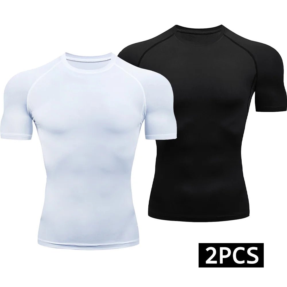 Men’s 2 - Piece Compression T-Shirt Quick - Dry Athletic Sports Top Gym - Lia_Store