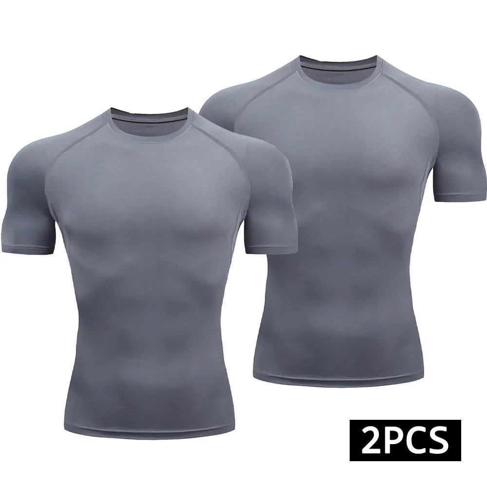 Men’s 2 - Piece Compression T-Shirt Quick - Dry Athletic Sports Top Gym - Lia_Store