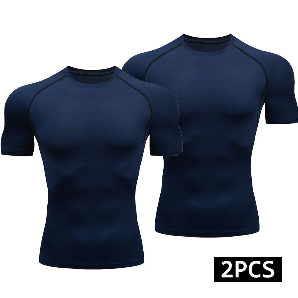 Men’s 2 - Piece Compression T-Shirt Quick - Dry Athletic Sports Top Gym - Lia_Store