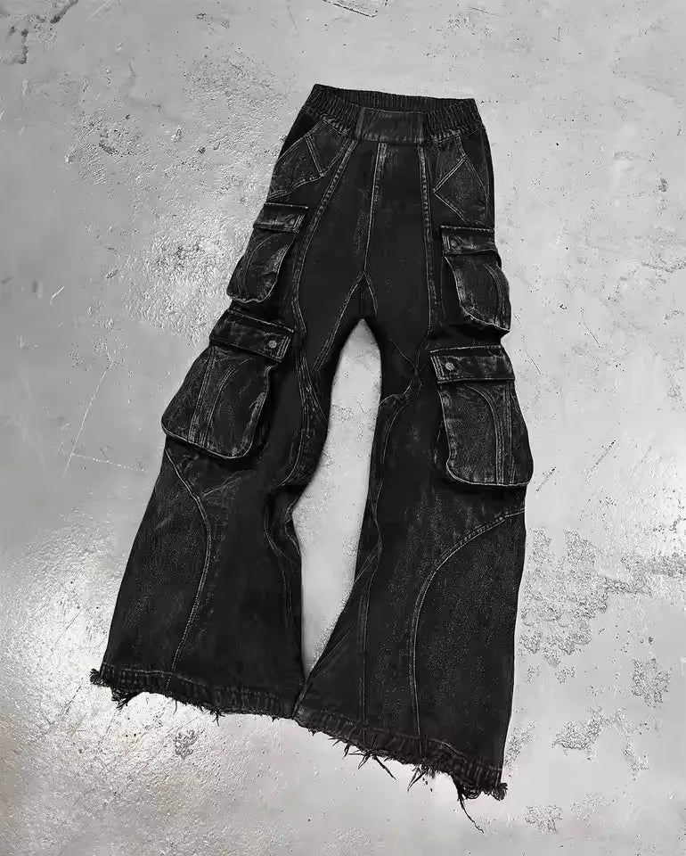 Men’s Black Y2K Baggy Jeans – Wide Leg, Ripped, Streetwear Style - Lia_Store