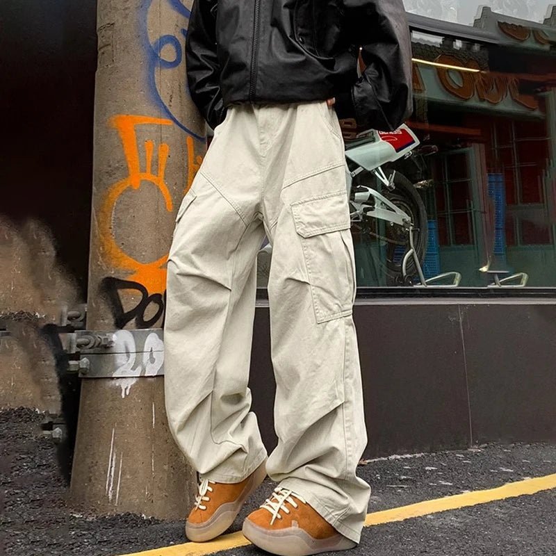Men’s Cargo Pants – Loose Straight Wide - Leg Trousers for Spring/Autumn - Lia_Store