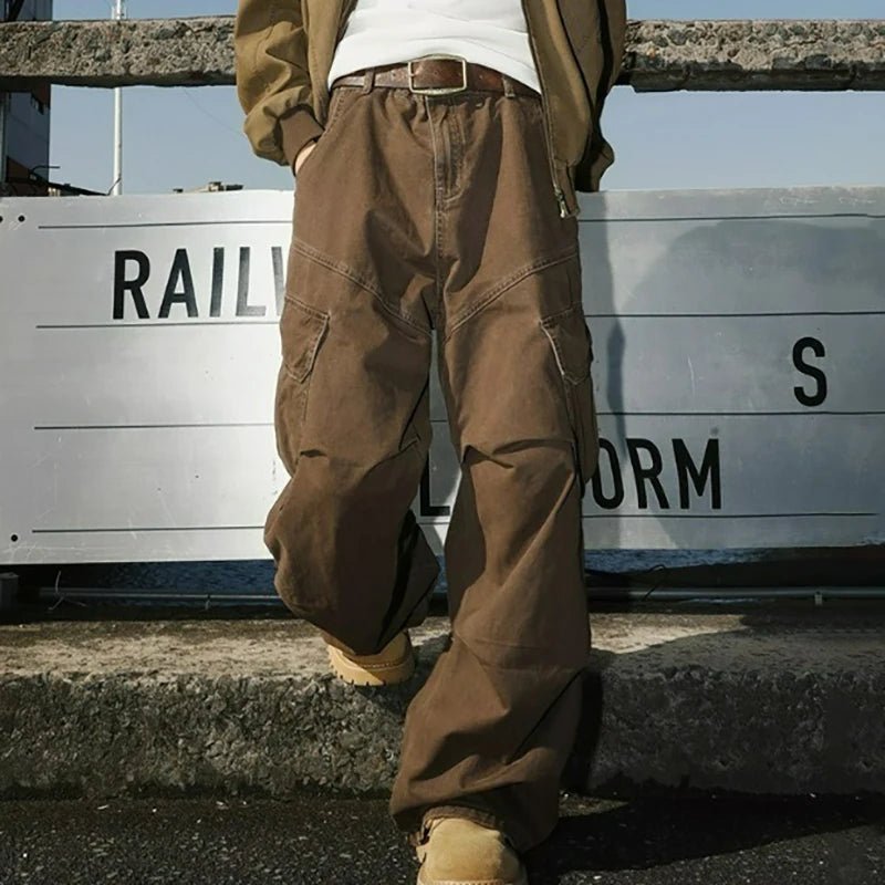 Men’s Cargo Pants – Loose Straight Wide - Leg Trousers for Spring/Autumn - Lia_Store