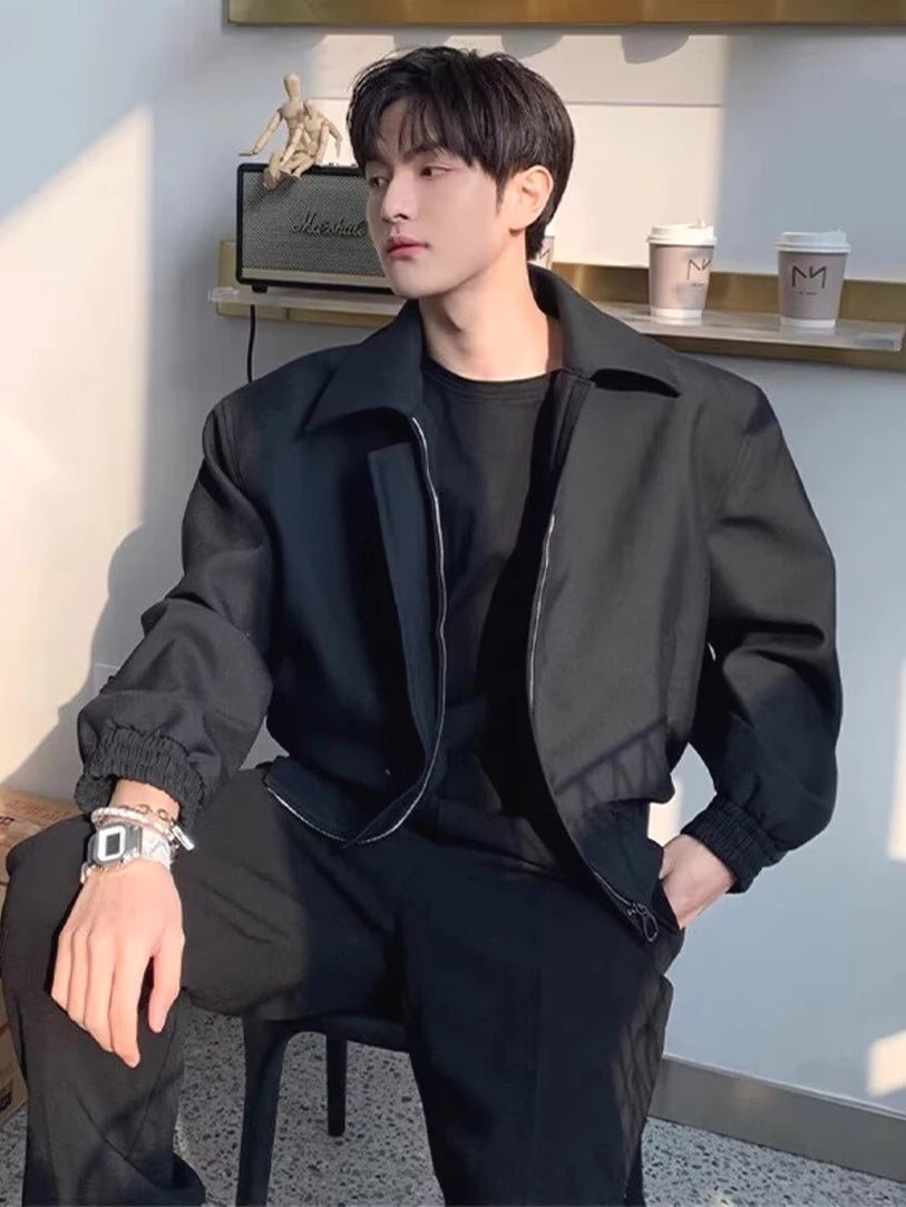 Men’s Casual Biker Blazer – Padded Shoulder Autumn Jacket - Lia_Store