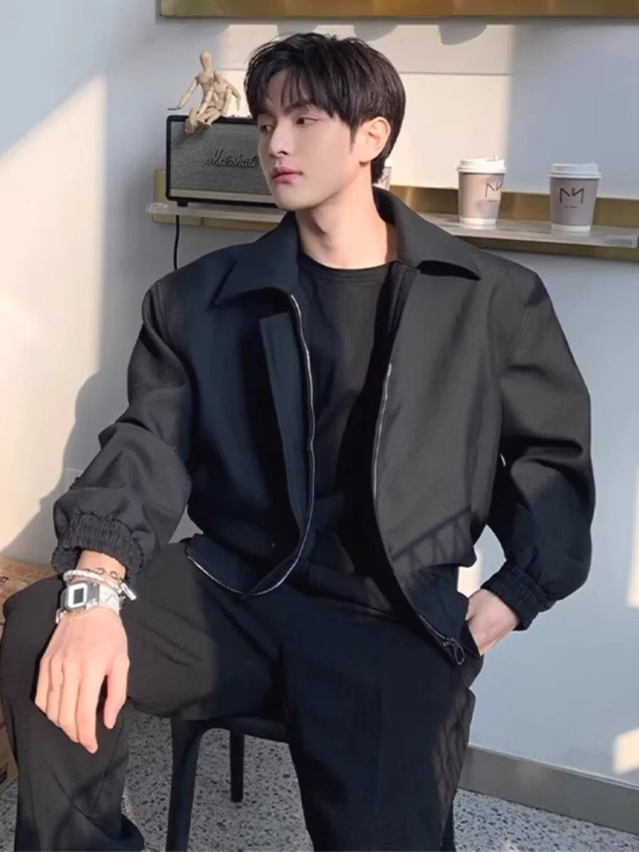 Men’s Casual Biker Blazer – Padded Shoulder Autumn Jacket - Lia_Store