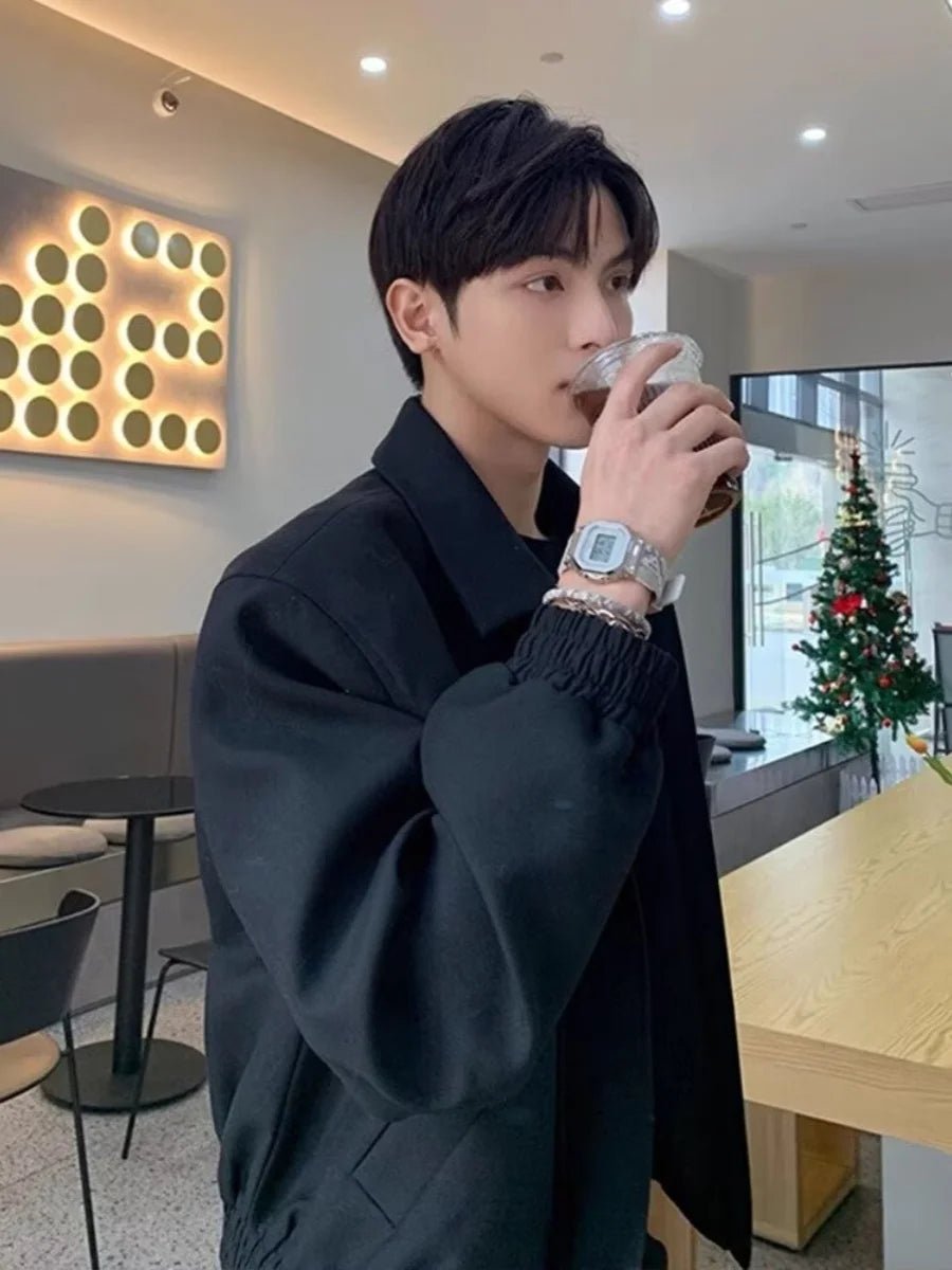 Men’s Casual Biker Blazer – Padded Shoulder Autumn Jacket - Lia_Store