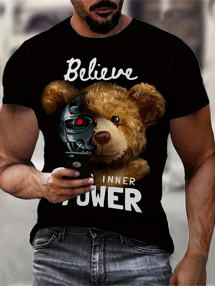 Men’s Geometric Print Breathable Sports T-Shirt Gym - Lia_Store