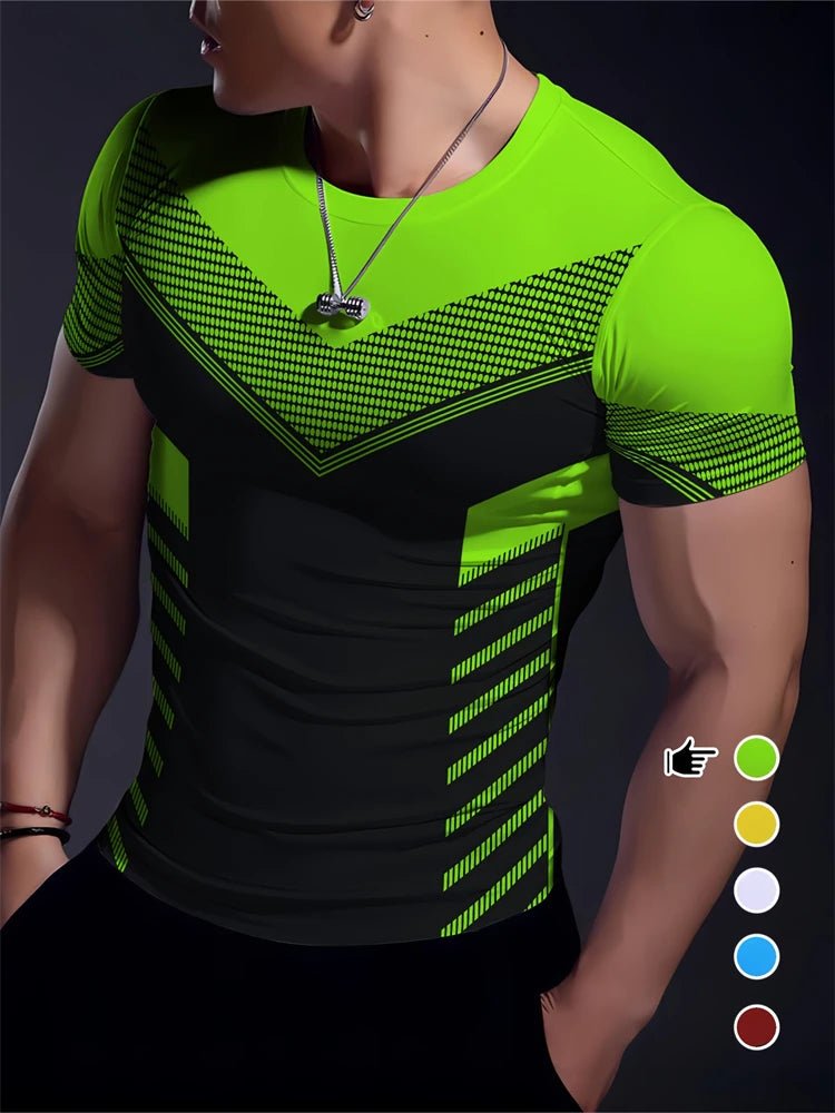 Men’s Geometric Print Breathable Sports T-Shirt Gym - Lia_Store