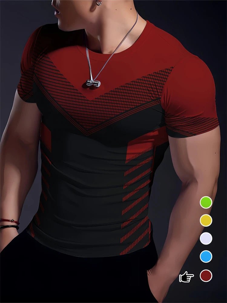 Men’s Geometric Print Breathable Sports T-Shirt Gym - Lia_Store