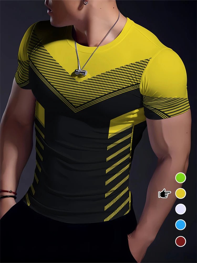 Men’s Geometric Print Breathable Sports T-Shirt Gym - Lia_Store