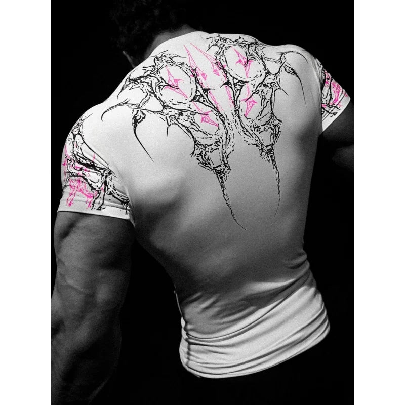 Men’s Gothic Crew Neck Compression Tee Gym - Lia_Store