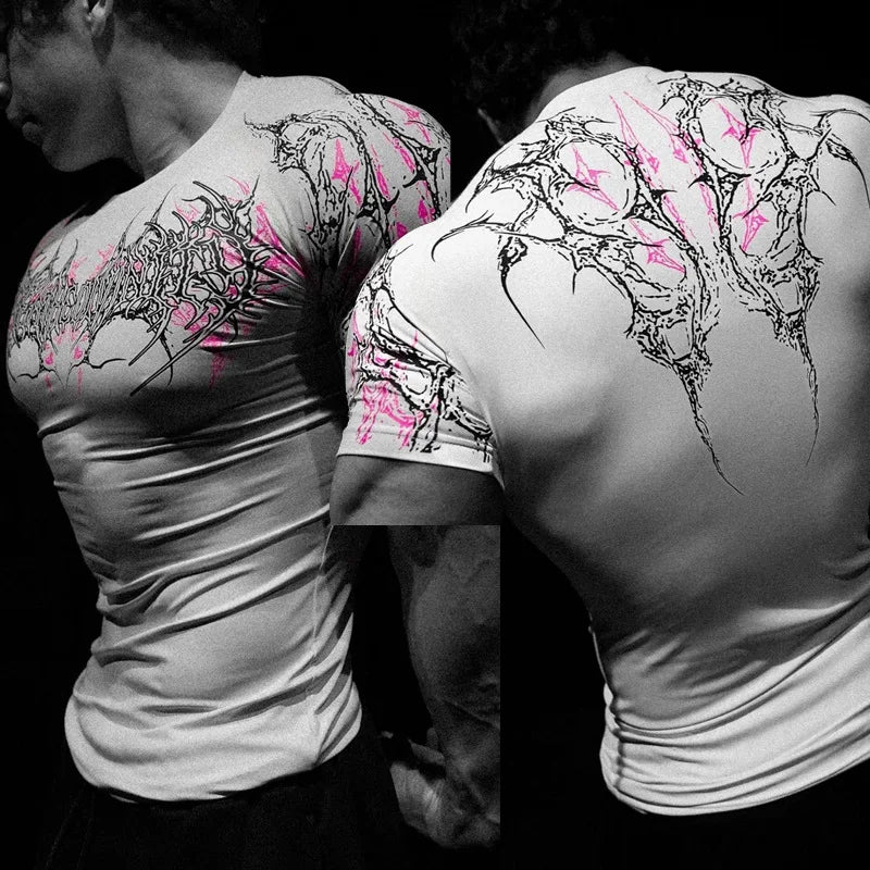 Men’s Gothic Crew Neck Compression Tee Gym - Lia_Store