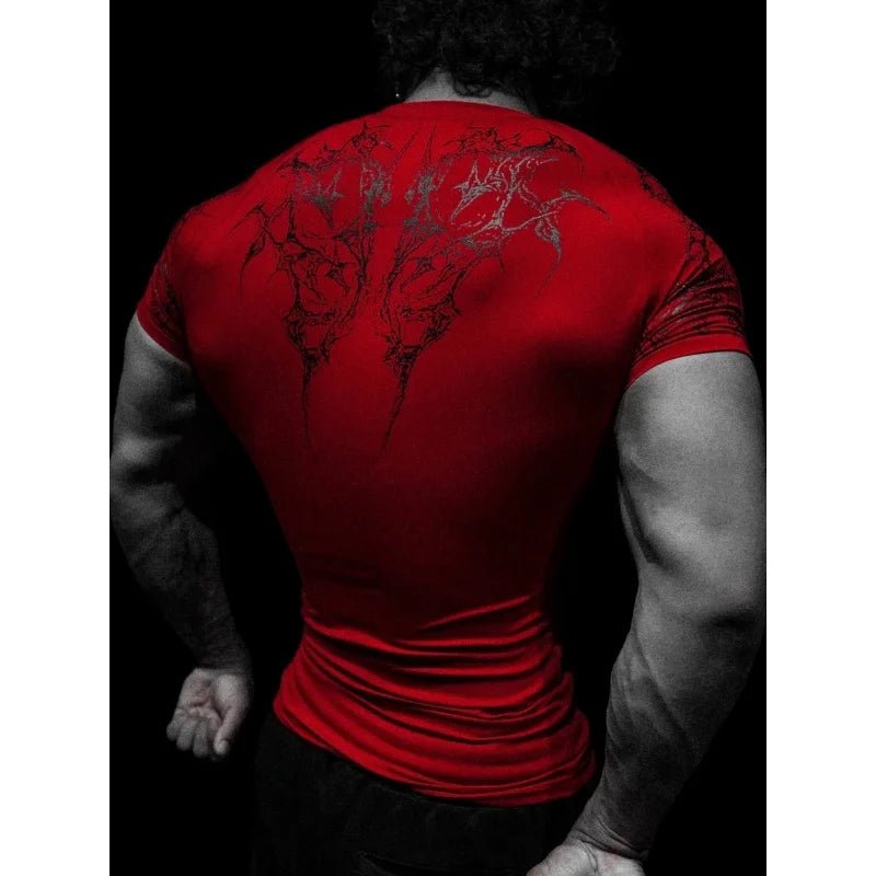 Men’s Gothic Crew Neck Compression Tee Gym - Lia_Store