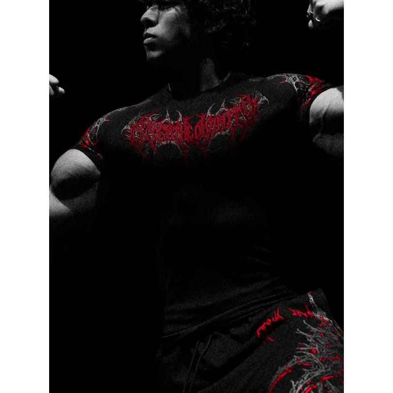 Men’s Gothic Crew Neck Compression Tee Gym - Lia_Store