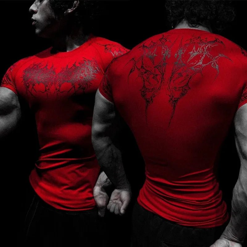 Men’s Gothic Crew Neck Compression Tee Gym - Lia_Store