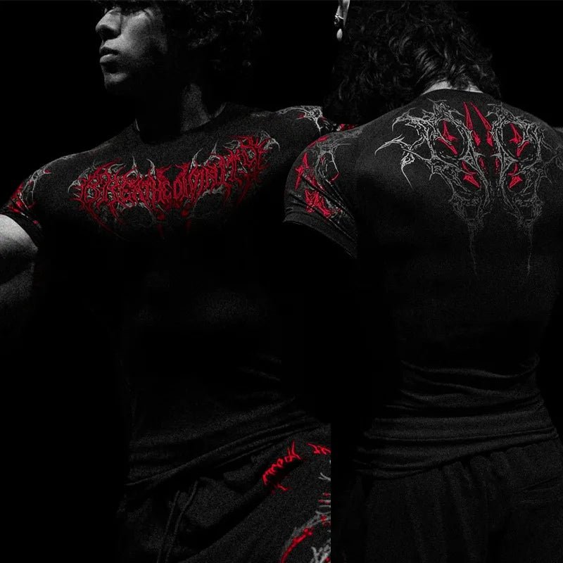 Men’s Gothic Crew Neck Compression Tee Gym - Lia_Store