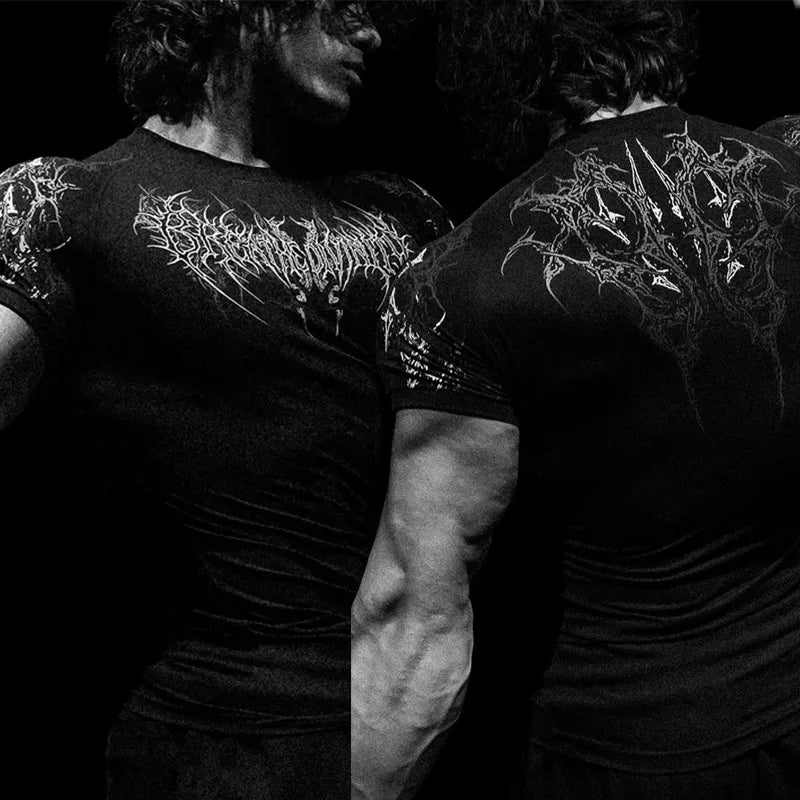 Men’s Gothic Crew Neck Compression Tee Gym - Lia_Store