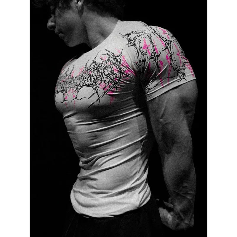 Men’s Gothic Crew Neck Compression Tee Gym - Lia_Store