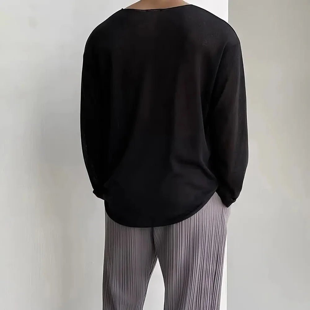 Men’s Long - Sleeve Basic T-Shirt – Casual Spring/Autumn Top - Lia_Store