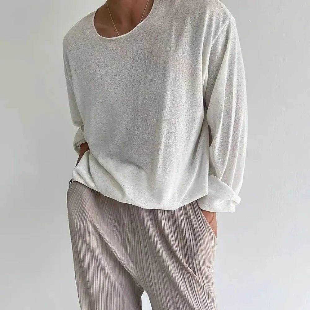 Men’s Long - Sleeve Basic T-Shirt – Casual Spring/Autumn Top - Lia_Store