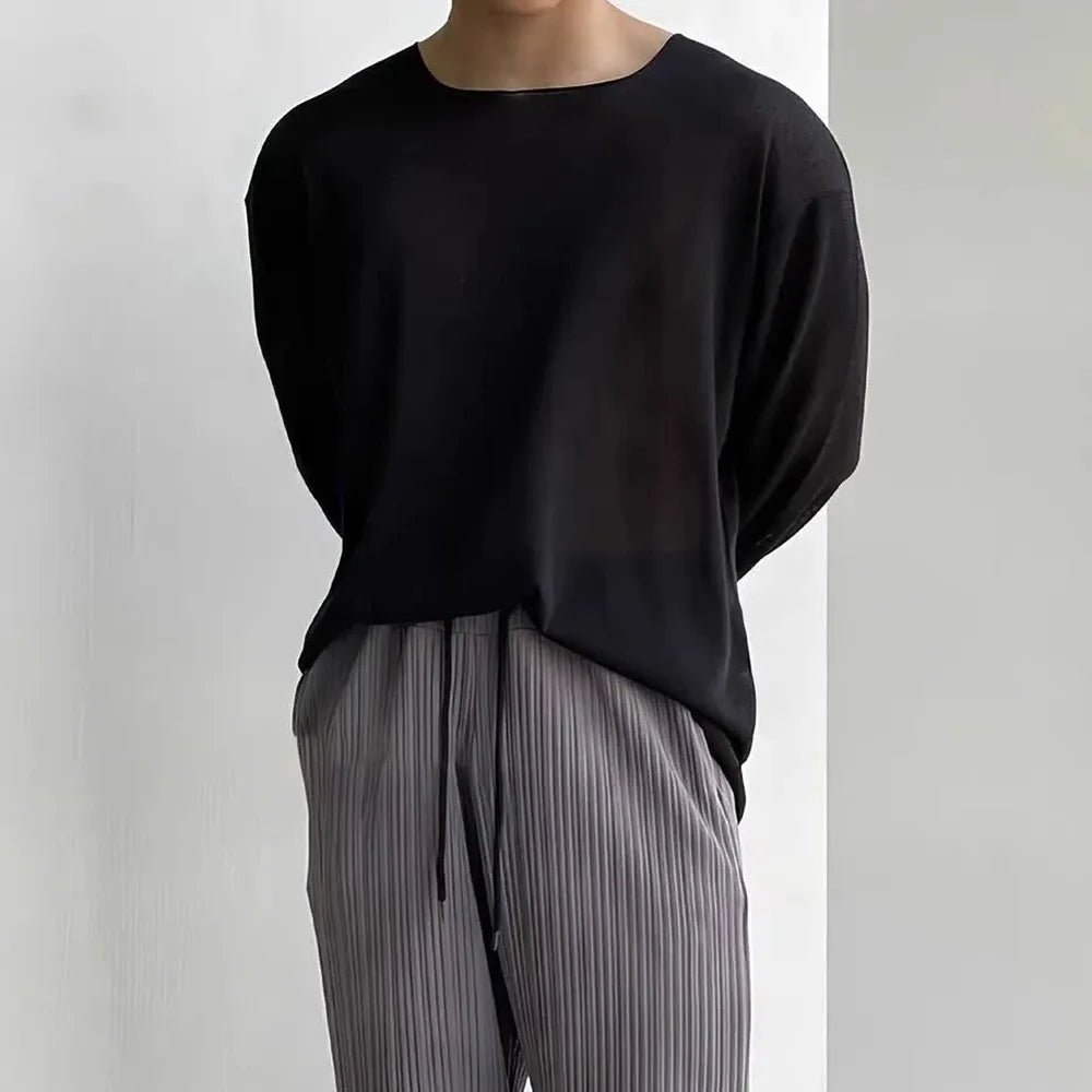 Men’s Long - Sleeve Basic T-Shirt – Casual Spring/Autumn Top - Lia_Store