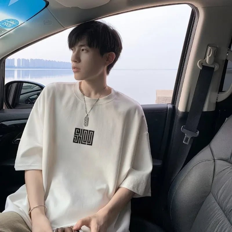 Men’s Oversized American Style T-Shirt – Simple Icon Print, M–8XL - Lia_Store