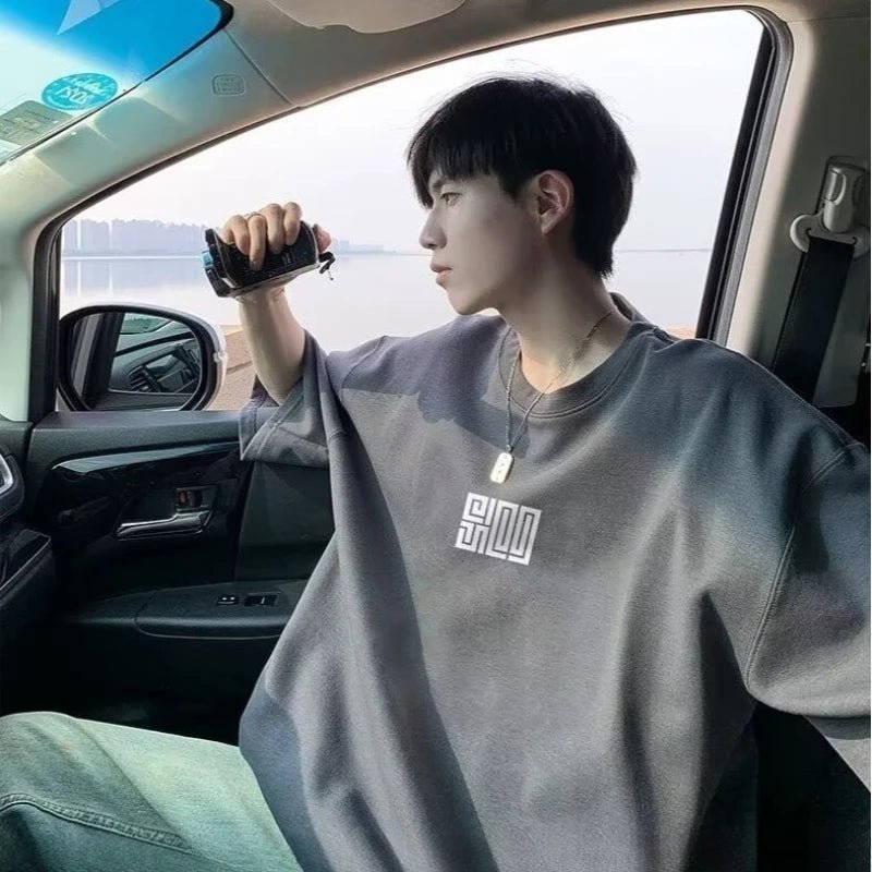 Men’s Oversized American Style T-Shirt – Simple Icon Print, M–8XL - Lia_Store