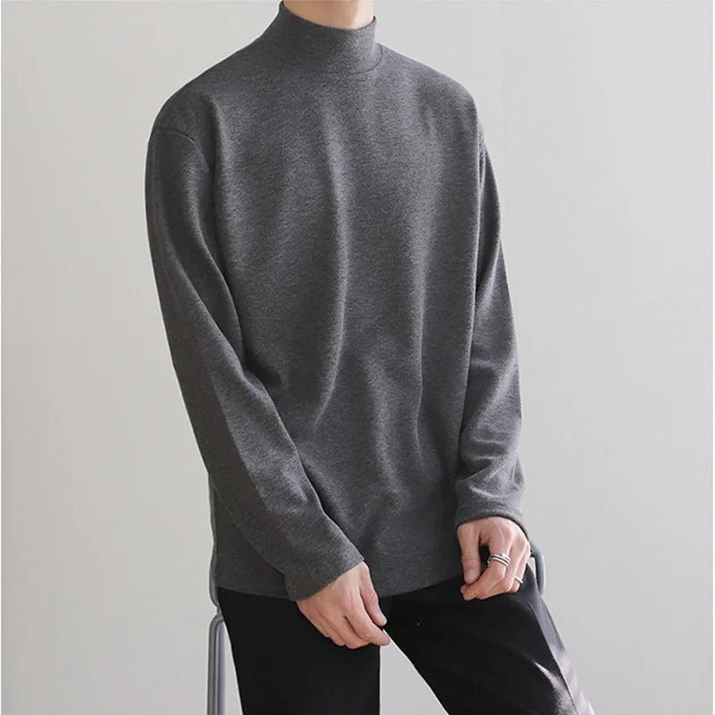 Men’s Plush Velvet Turtleneck Sweater – Warm Loose Fit - Lia_Store