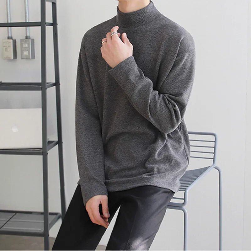 Men’s Plush Velvet Turtleneck Sweater – Warm Loose Fit - Lia_Store