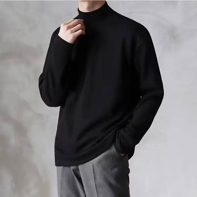 Men’s Plush Velvet Turtleneck Sweater – Warm Loose Fit - Lia_Store