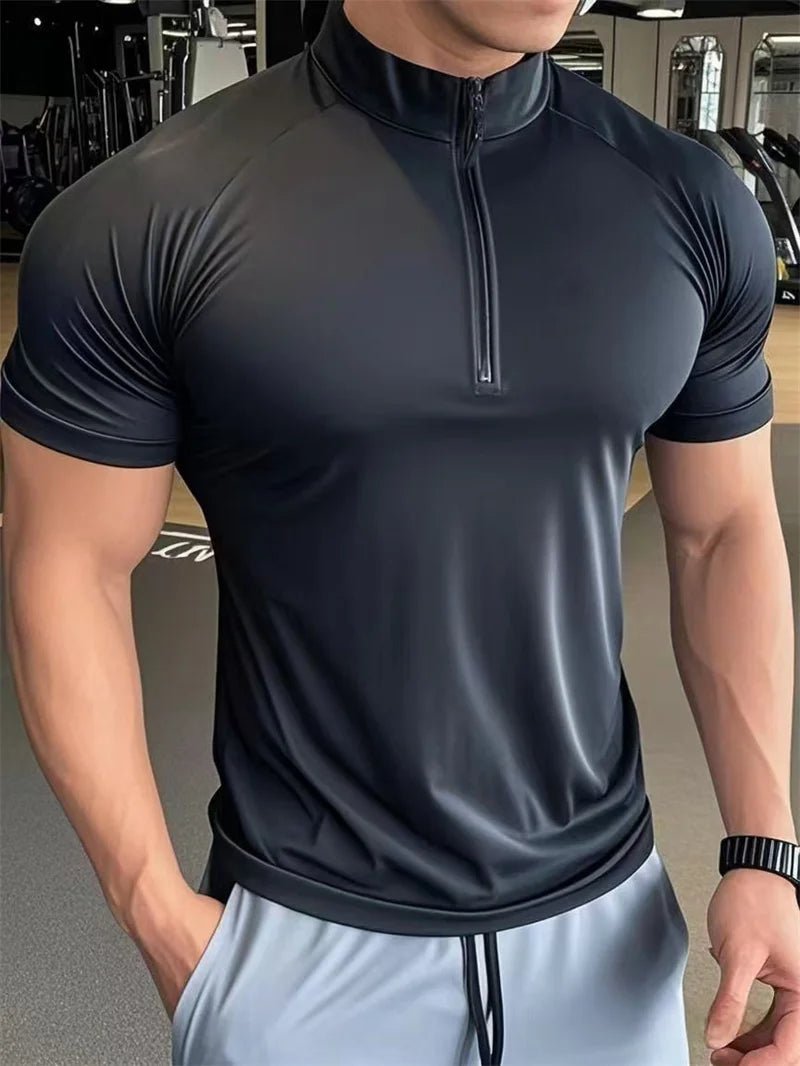 Men’s Quick - Dry Compression Sports T-Shirt with Zipper - Lia_Store