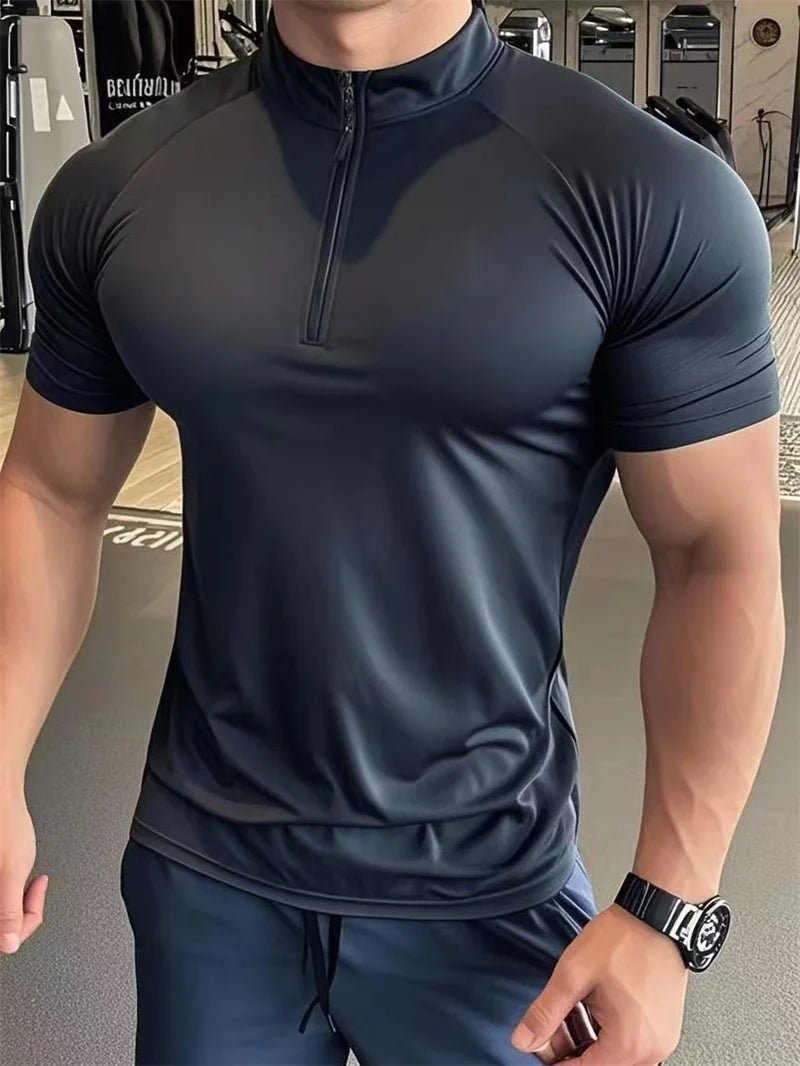 Men’s Quick - Dry Compression Sports T-Shirt with Zipper - Lia_Store