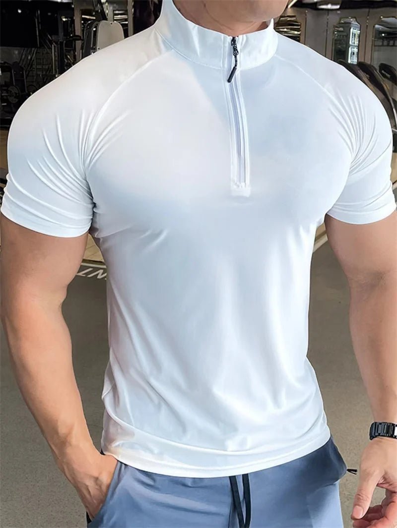 Men’s Quick - Dry Compression Sports T-Shirt with Zipper - Lia_Store