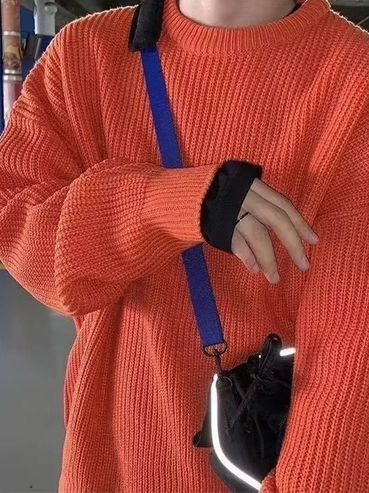 Men’s Solid Color Knitted Pullover – 2025 Autumn Casual Sweater - Lia_Store