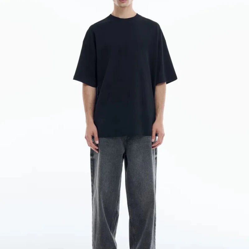 Men’s Solid Color Short Sleeve T-Shirt – Casual, Oversized, Breathable - Lia_Store