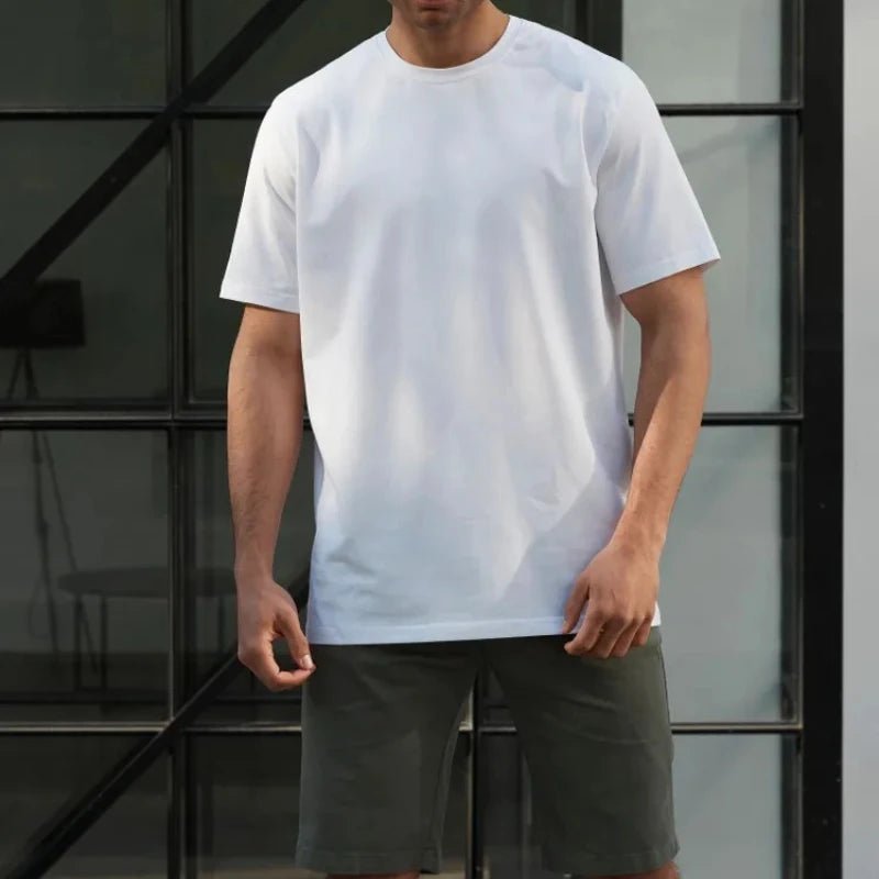 Men’s Solid Color Short Sleeve T-Shirt – Casual, Oversized, Breathable - Lia_Store