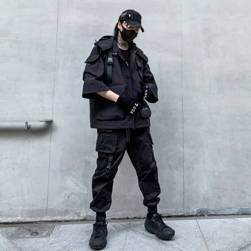 Men’s Techwear Cargo Hooded Jacket – Autumn Winter Streetwear - Lia_Store