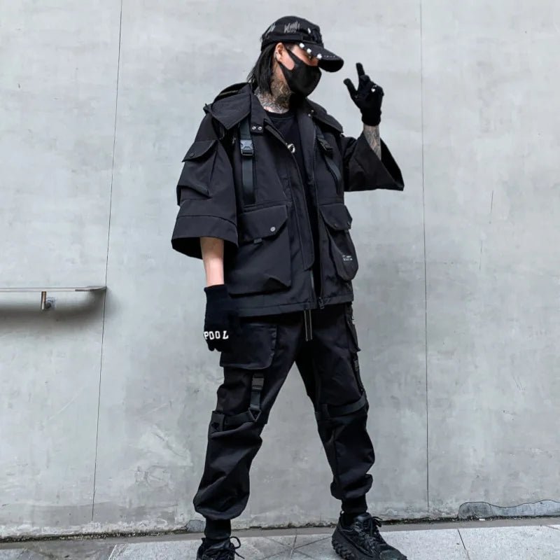 Men’s Techwear Cargo Hooded Jacket – Autumn Winter Streetwear - Lia_Store