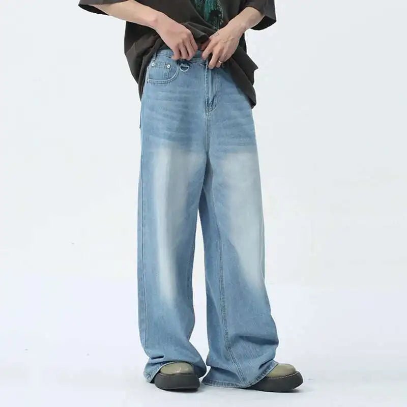 Men’s Vintage Camouflage Wide - Leg Jeans – Washed Loose Denim Pants - Lia_Store