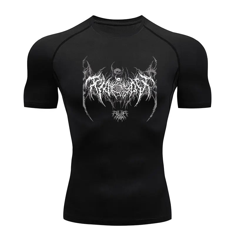 Men’s Y2K Skeleton Compression T-Shirt Gym - Lia_Store