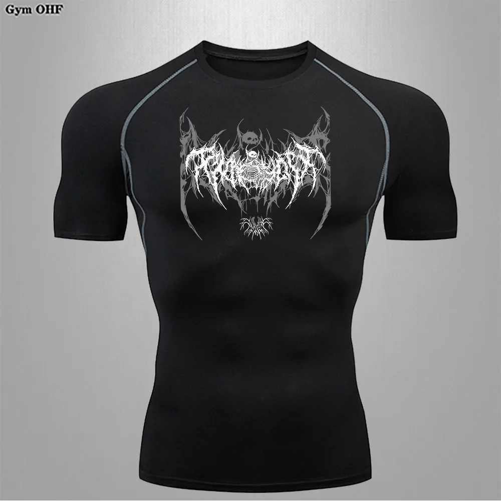 Men’s Y2K Skeleton Compression T-Shirt Gym - Lia_Store