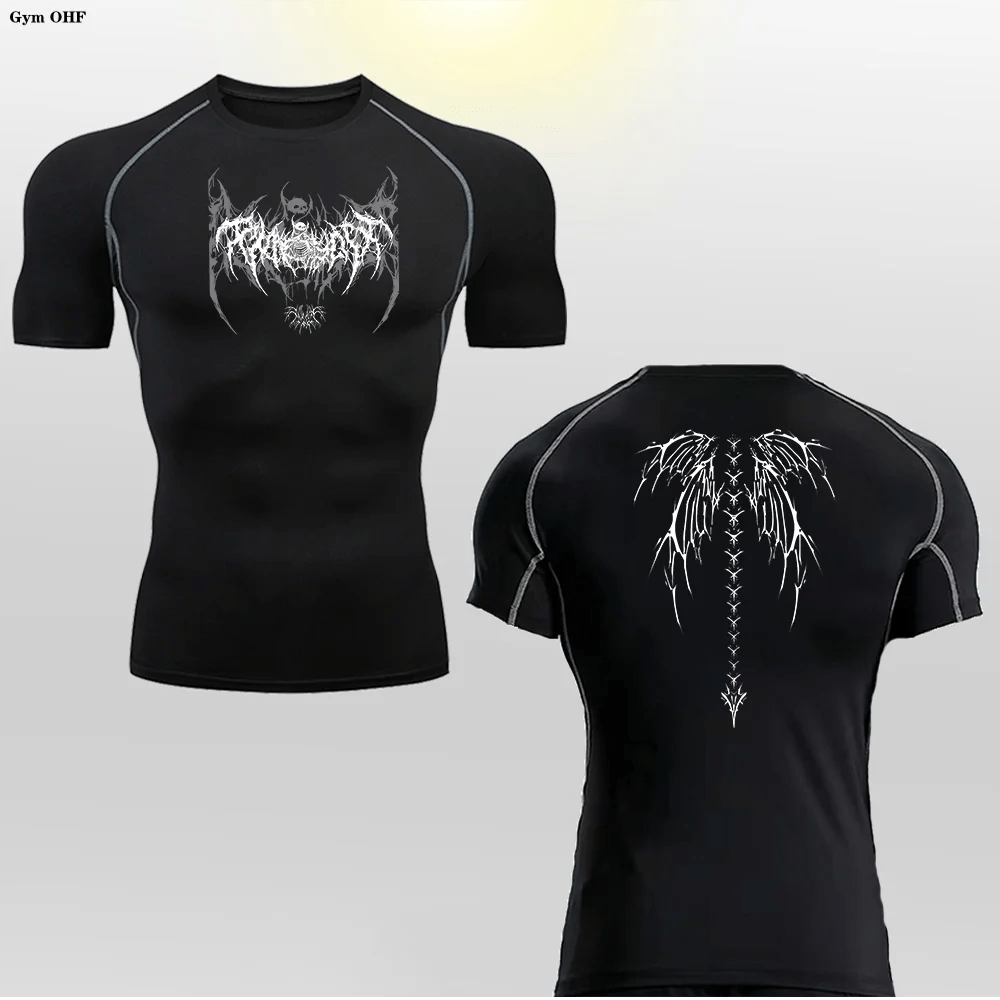 Men’s Y2K Skeleton Compression T-Shirt Gym - Lia_Store